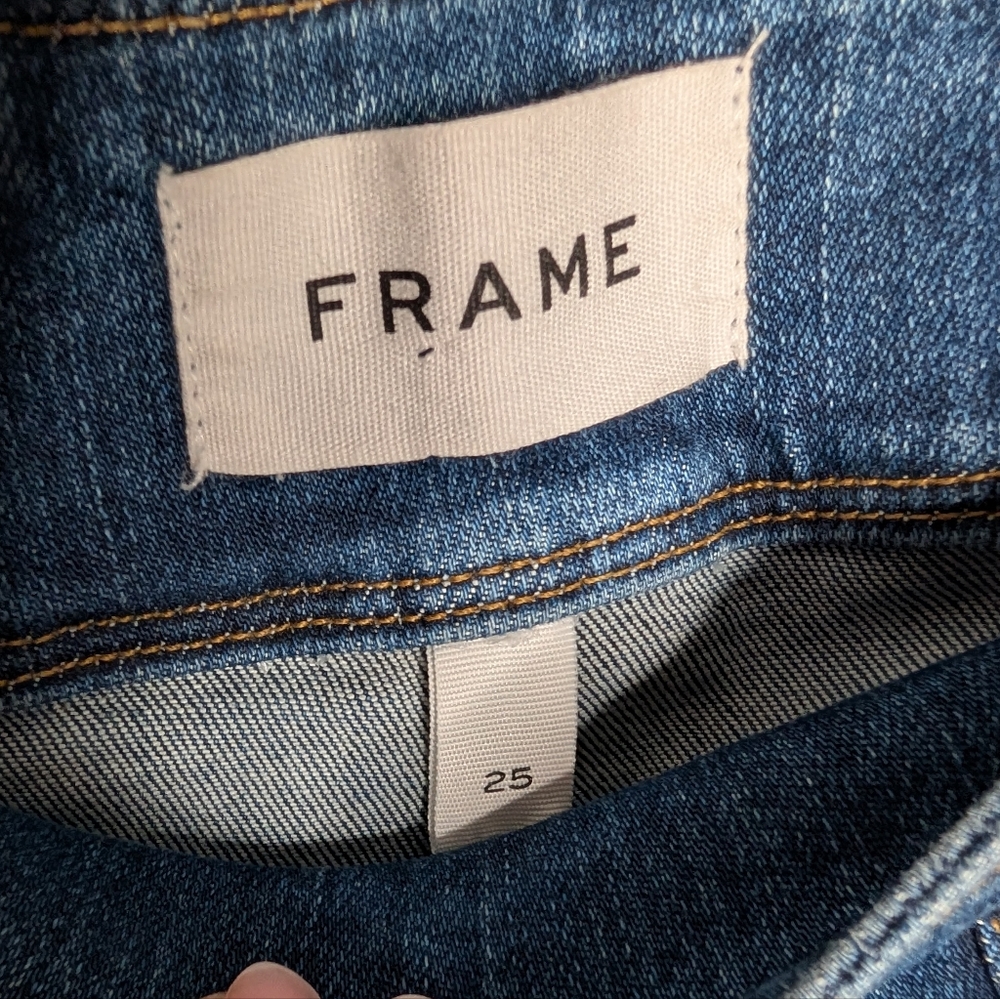 FRAME Sidonia High Rise Flare Jeans Size 25 Blue Organic Cotton Sailor Button - Picture 3 of 8